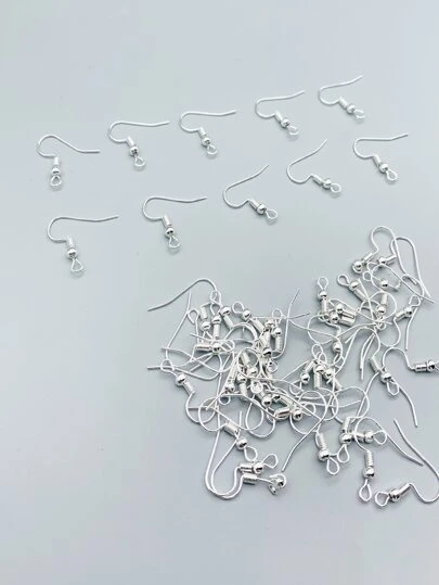 50入組掛耳式配件耳環耳朵人造首飾類DIY配件材料帶圓珠曲綫耳朵掛鉤