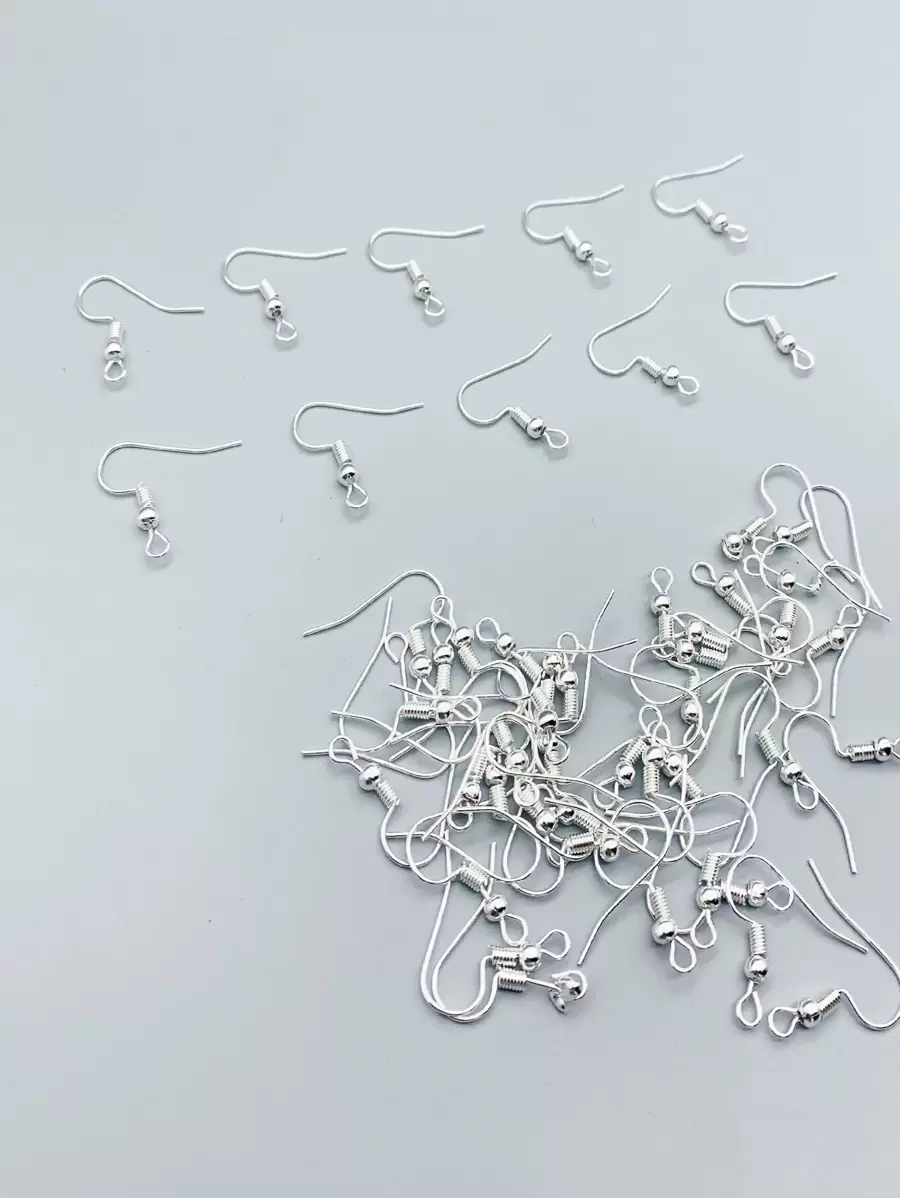 50入組掛耳式配件耳環耳朵人造首飾類DIY配件材料帶圓珠曲綫耳朵掛鉤