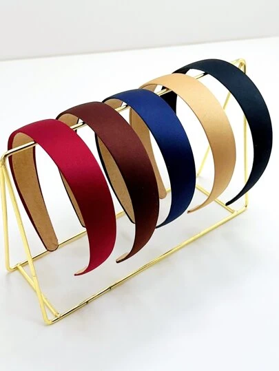 5件装纯色宽发箍，多巴胺，发带，发箍，家居，护肤发带，发饰，头饰