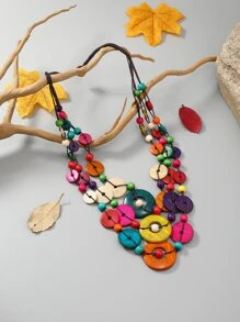 Retro Châu Âu và Châu Mỹ Phong cách Đầy màu sắc Nhiều lớp Vòng cổ đính cườm ( Thủ công , Màu sắc ngẫu nhiên ) - Nhiều màu - Xem 5