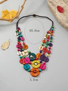 Retro Châu Âu và Châu Mỹ Phong cách Đầy màu sắc Nhiều lớp Vòng cổ đính cườm ( Thủ công , Màu sắc ngẫu nhiên ) - Nhiều màu - Xem 4