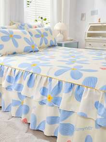 1 pieza Faldón de cama con patrón de flor - Multicolor - Ver 5