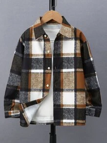 SHEIN Tween Boy Plaid Print Shirt Without Tee - Multicolor - View 1