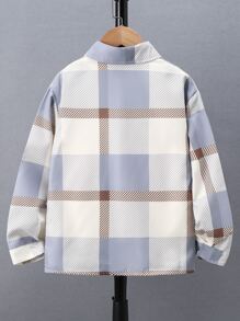 男孩格紋補丁貼口袋襯衫不帶T恤