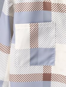 男孩格紋補丁貼口袋襯衫不帶T恤