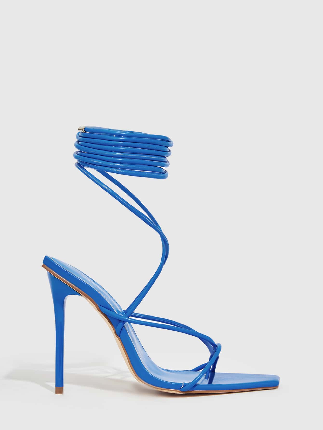 CUCCOO SZL Tie Leg Design Stiletto Heeled Strappy Sandals - Blue - View 5