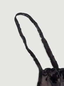 SHEIN MOD 印花胸部褶皺高衩吊帶連衣裙 - 杏色 - 查看 6