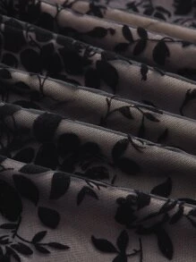 SHEIN MOD 印花胸部褶皺高衩吊帶連衣裙 - 杏色 - 查看 5