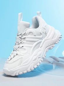 Hombres Zapatillas deportivas chunky minimalista con cordón delantero - Blanco - Ver 3