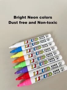 8支混色液體粉筆記號筆，塑料彩色便攜式熒光筆，適合在校學生