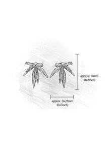 1雙吊墜竹子樹葉耳釘適合女士S925純銀母親節情人節精細女士們首飾類禮品