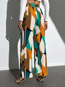 SHEIN Tall Striped & Geo Print Wide Leg Pants - Multicolor - View 2