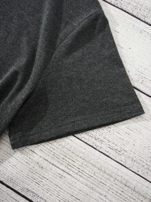 INAWLY 大碼黃牛和字母圖案T恤 - 深灰色 - 查看 4