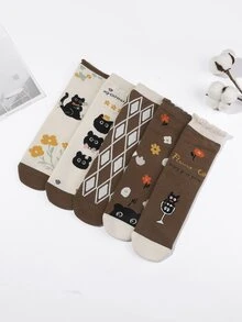 5 đôi vớ phi hành đoàn họa tiết hình học - Nhiều màu - Xem 1