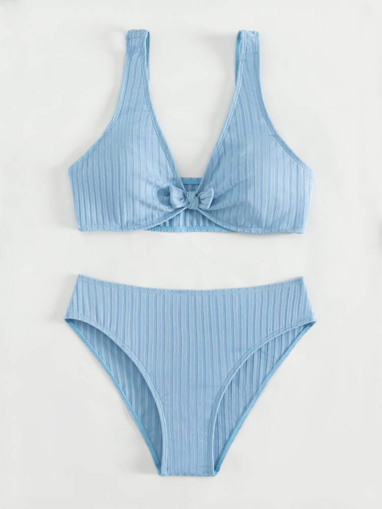Teen Girls Knot Front Bikini Set Summer Beach