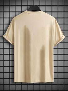 Manfinity Homme Áo thun & Áo lót Nam Lá thư Sọc Giải trí - Màu Khaki - Xem 2