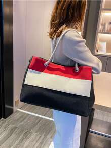Colour Block Shoulder Tote Bag - Multicolor - View 2