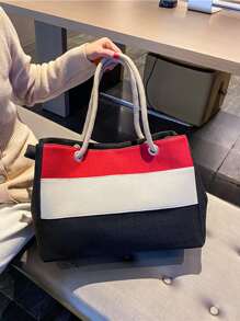 Colour Block Shoulder Tote Bag - Multicolor - View 6