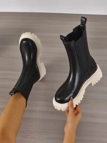 Minimalist Slip-On Chelsea Boots - Black - View 1