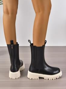 Minimalist Slip-On Chelsea Boots - Black - View 2