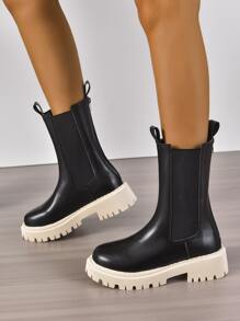 Minimalist Slip-On Chelsea Boots - Black - View 3