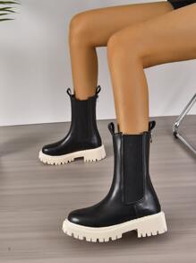 Minimalist Slip-On Chelsea Boots - Black - View 4