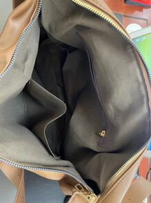 Túi vai màu trơn Có thể điều chỉnh được Thanh lịch - màu nâu - Xem 5