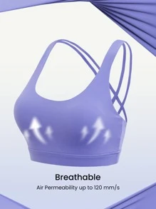 GLOWMODE FeatherFit™ Crossover Strap Sports Bra Gym - Periwinkle Blue - View 6