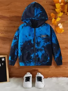 SHEIN 男童扎染字母图案拉链卫衣 - 彩色 - 查看 1