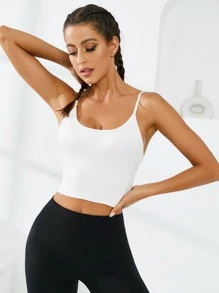 Yoga Basic Criss Cross Back Sports Cami Top - White - View 5