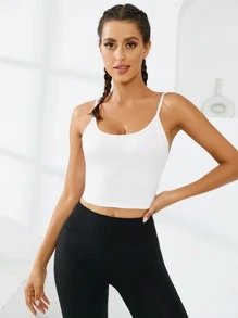 Yoga Basic Criss Cross Back Sports Cami Top - White - View 7