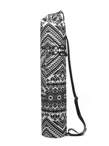 1pc Geometric Print Yoga Bag - Black and White - View 4