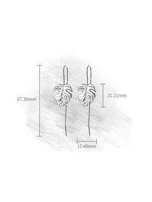 1pair Silver Drop Earrings Monstera Leaves Dangle Earring Unique Jewelry For Mother's Day Gift For Women For Girls - Silver - View 5