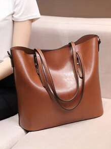 Bolso de mano impermeable, ligero, informal con hebilla para negocios, estilo vintage, para adolescentes, mujeres, estudiantes universitarias, novatos y trabajadores administrativos, perfecto para oficina, universidad, trabajo, negocios, desplazamientos - Óxido marrón - Ver 2