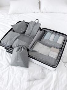 7pcs Slogan Graphic Travel Storage Bag - Grey - View 4