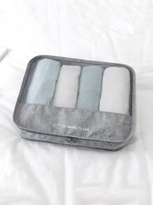 7pcs Slogan Graphic Travel Storage Bag - Grey - View 6