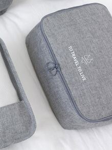 7pcs Slogan Graphic Travel Storage Bag - Grey - View 8