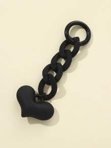 愛心掛飾鑰匙圈 - 黑色 - 查看 1