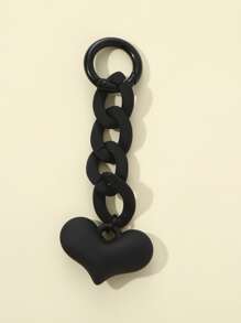 愛心掛飾鑰匙圈 - 黑色 - 查看 2