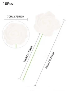 10入組人造泡沫玫瑰花新娘花束花適用於婚禮派對裝飾DIY花 - 白色 - 查看 4