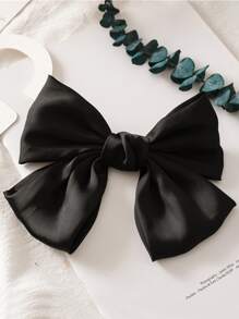 1个女士蝴蝶结装饰发夹，可爱恶魔配饰，情人节礼物，发夹，发爪，学生用品，优雅，学院风，蝴蝶结，发饰 - 黑色 - 查看 2