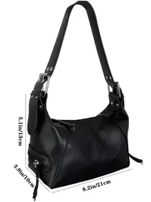 轻巧、商务休闲简约流浪包，适合少女、女大学生、新秀和白领人士，非常适合办公室、大学、工作、商务、通勤、户外、旅行、郊游、时尚商务休闲包，适合女性，非常适合办公室、商务和工作，日式包，街头和日式女士包 - 黑色 - 查看 6