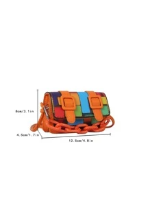 Túi Crossbody Nữ Khóa Chuỗi Khối Màu Có thể điều chỉnh được Sẵn sàng - Nhiều màu - Xem 6