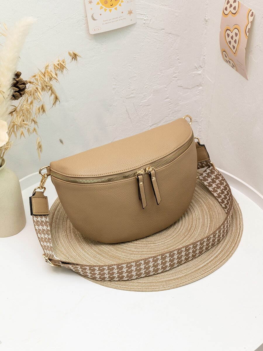 Litchi Embossed Bum Bag - Apricot - View 1