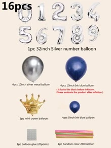 16pcs Number Design Balloon, Christmas - Multicolor - View 5