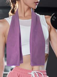 1pc Plain Sport Towel - Purple - View 1