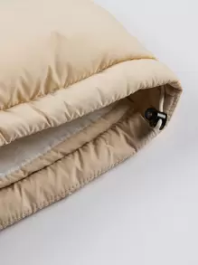 Manfinity Homme 1pc Men's Loose Fit Hooded Padded Coat With Drawstring Hem And Thermal Lining - Khaki - View 5