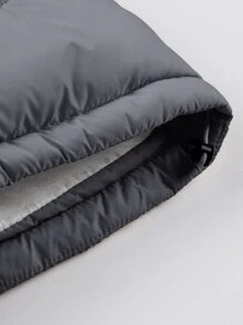 Manfinity Homme 1pc Loose Fit Men's Thermal Lined Padded Coat With Drawstring Hem - Dark Grey - View 4