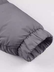 Manfinity Homme 1pc Loose Fit Men's Thermal Lined Padded Coat With Drawstring Hem - Dark Grey - View 6