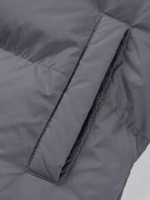 Manfinity Homme 1pc Loose Fit Men's Thermal Lined Padded Coat With Drawstring Hem - Dark Grey - View 7